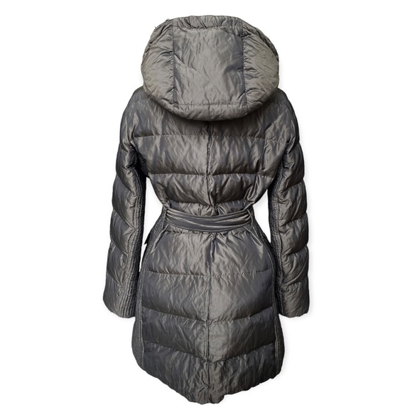Burberry Puffer Jacket Hooded Belted Coat Quilted Mink Gray - Picture 3 of 15